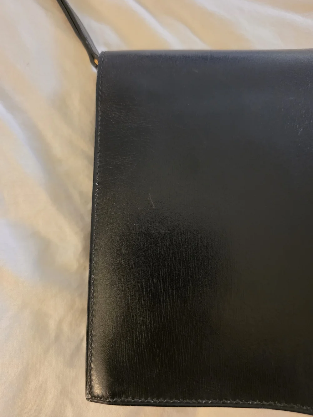 Authentic Hermès Black Leather Clutch Pouchette With Strap And Sack